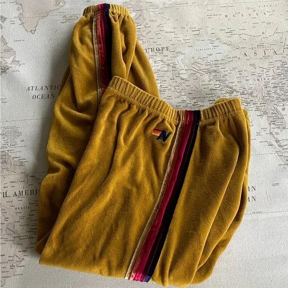 Aviator Nation Classic Sweatpants Gold Velvet Size Large Women’s - Picture 3 of 14